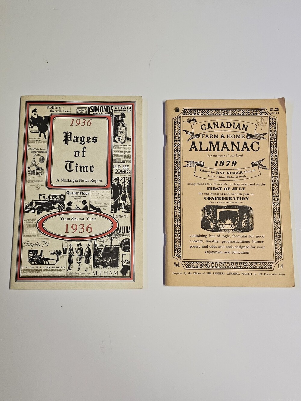 1936 Pages of Time & 1979 Canadian Farm Almanac Vintage Lot